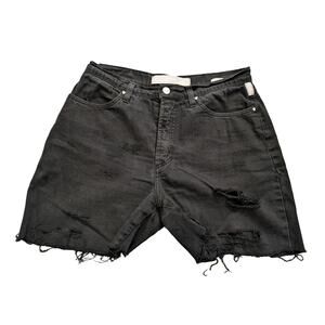 Versace Jeans Couture High Rise Cut Off Distressed Jean Shorts Black Grunge Edgy